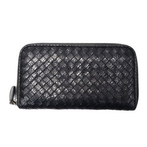 Bottega Veneta Long Around Wallet Zip Black